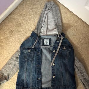 Mudd jean jacket with built in hoodie